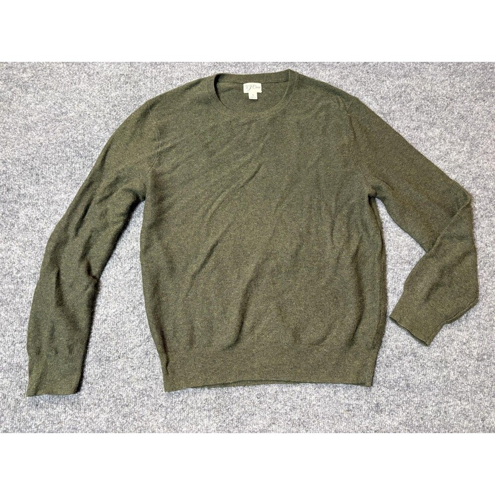 J.CREW Sweater Mens S Green Lightweight Tight Knit Crew Neck Pullover Casual